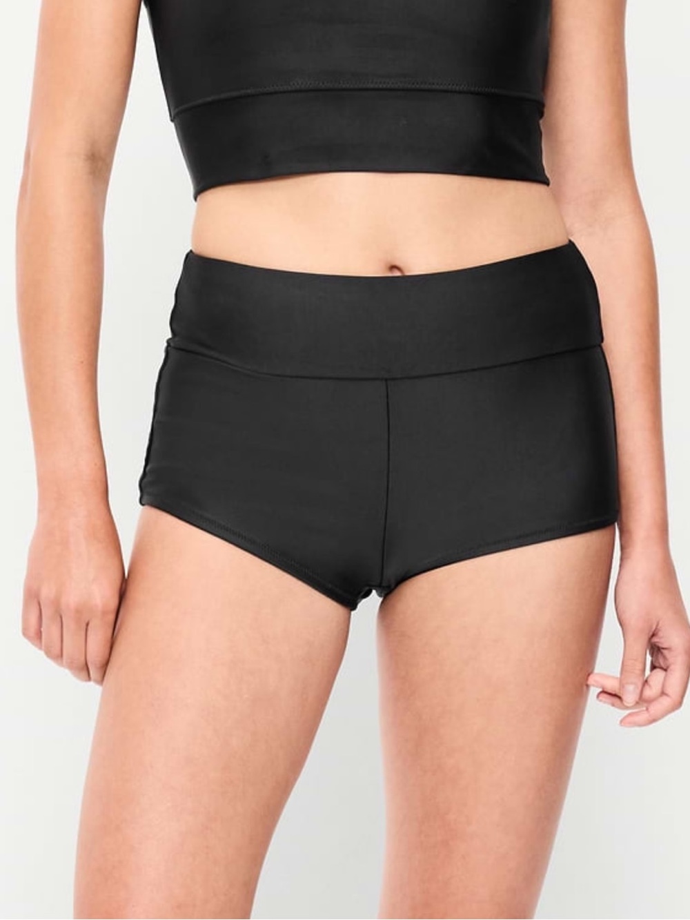 🆕 Old Navy Women's High-Waisted Retro Swim Bottoms Black XL 16-18